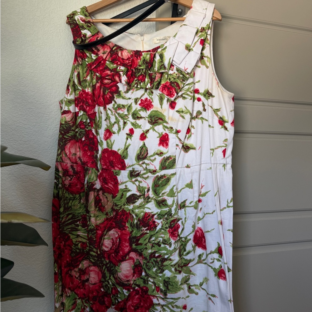 Floral Sleeveless Dress - Red and Green